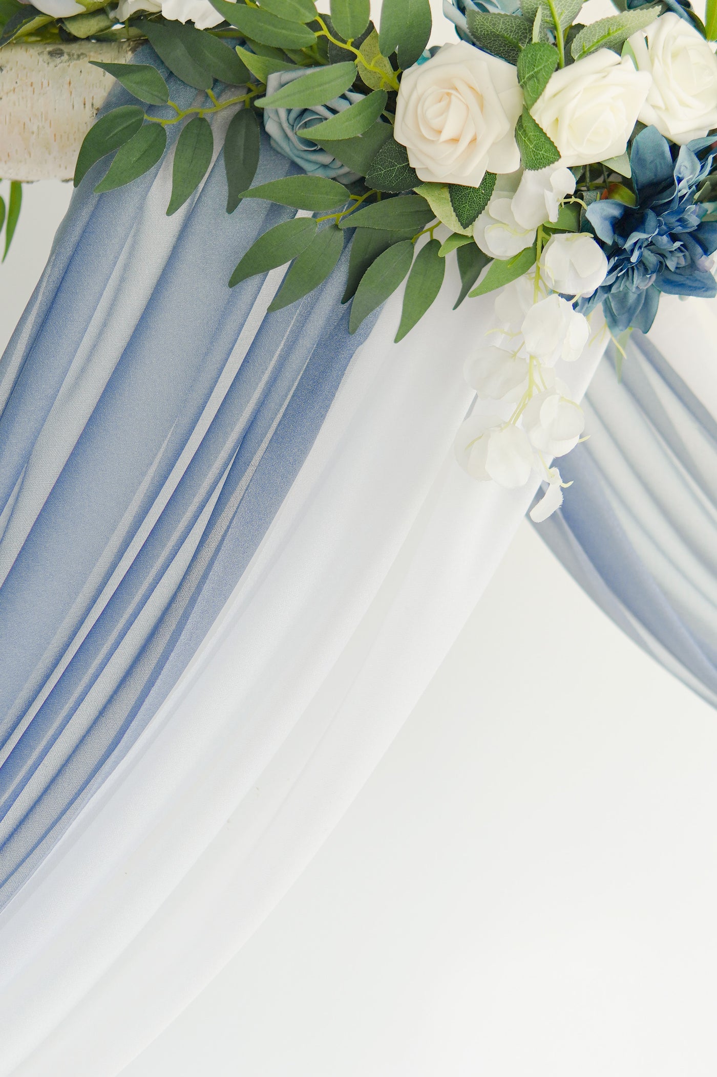 2 Pcs Rustic Wedding Arch Draping 29"w x 19.7ft - Dusty Blue & White