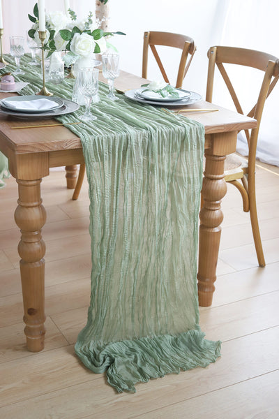 2 Pcs Cheesecloth Table Runner - Sage Green