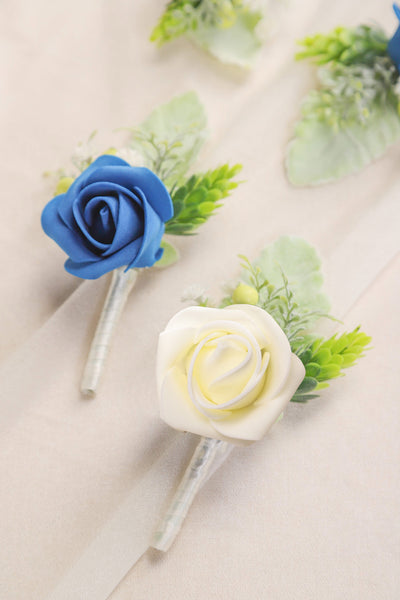 Wedding Boutonnieres with Pins Set of 8 - 6 colors