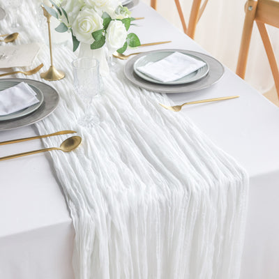2 Pcs Cheesecloth Table Runner - White