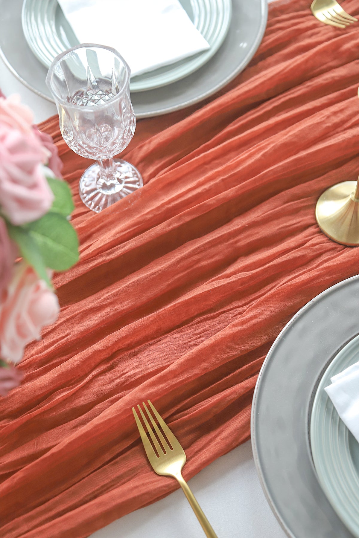 2 Pcs Cheesecloth Table Runner - Terracotta
