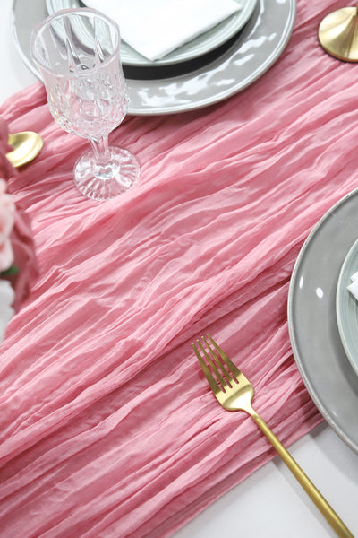 2 Pcs Cheesecloth Table Runner - Dusty Rose