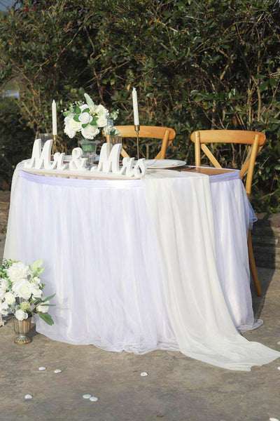Wedding Reception & Altar Decor, Chiffon Wedding Table Runner 29"w x 10ft - Ivory