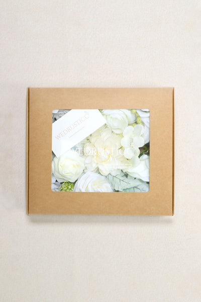 Artificial Flowers - Wedding Flower Box Set - DIY Bridal Bouquet, Centerpieces, Aisle Flower Decor - Ivory & Cream