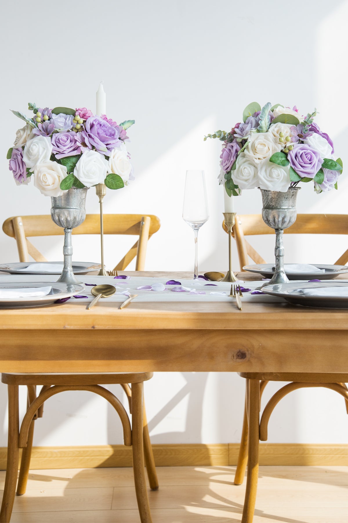 Artificial Flowers - Wedding Flower Box Set - DIY Bridal Bouquet, Centerpieces, Aisle Flower Decor - Lilac & Lavender