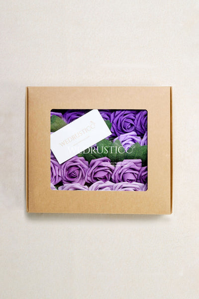 Gradient Color Foam Rose 25 Pcs - Purple & Lilac Ombre