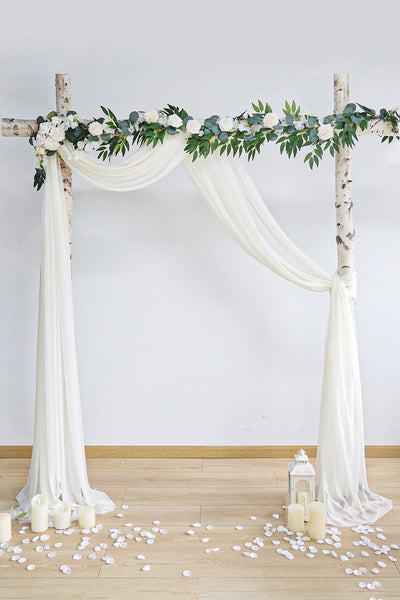 3 Pcs Romantic Wedding Arch Draping 29"w x 19.7ft - Romantic Ivory