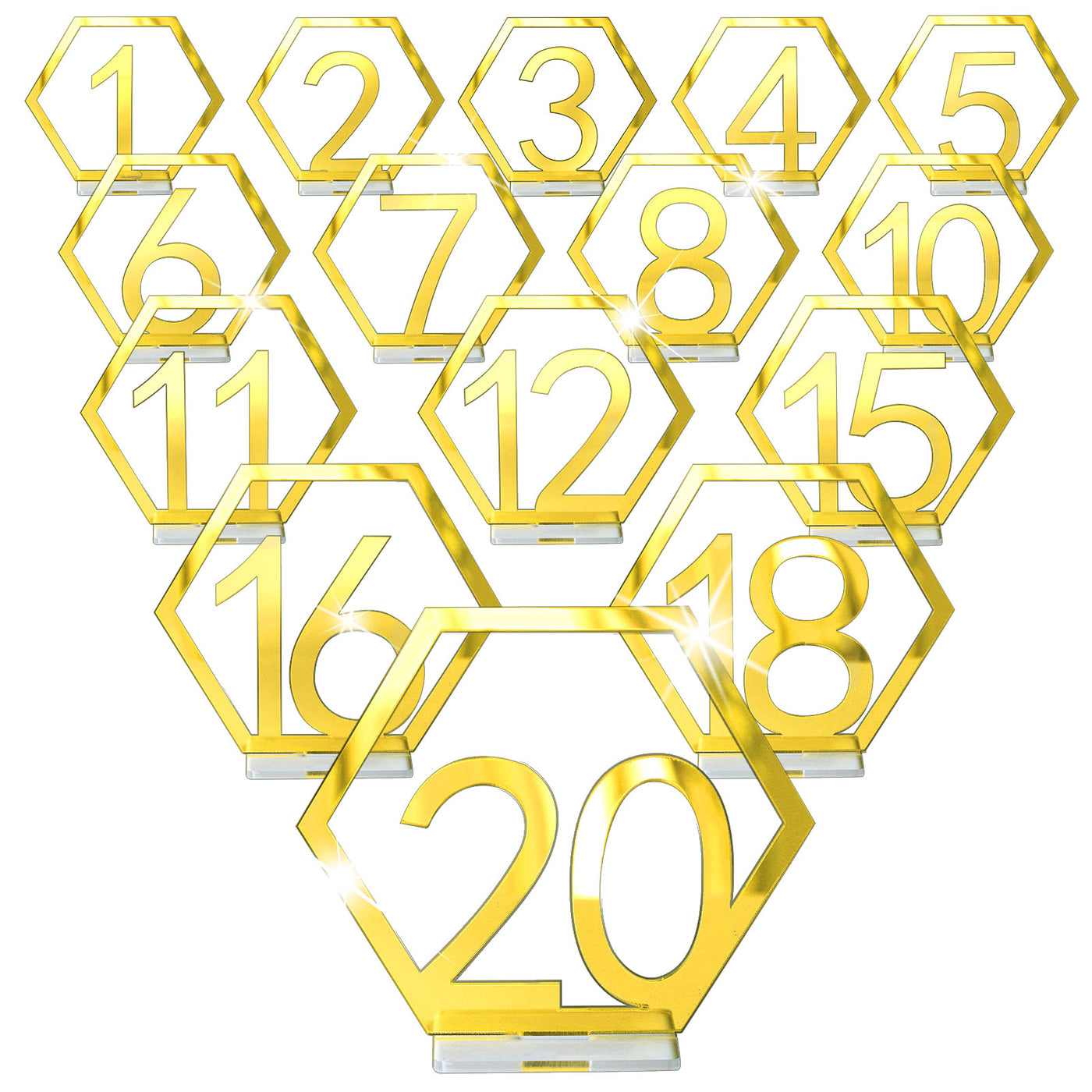 Golden Table Number Holders Set of 20