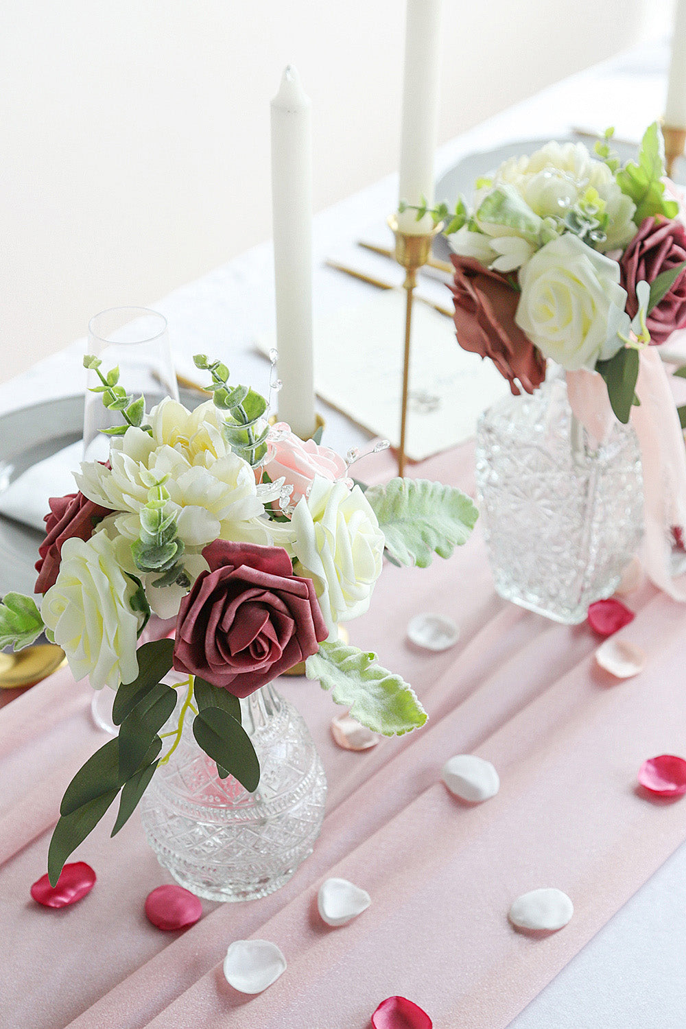 8''/10'' Bridesmaid Bouquets, Set of 4, Wedding Centerpieces - 4 Colors