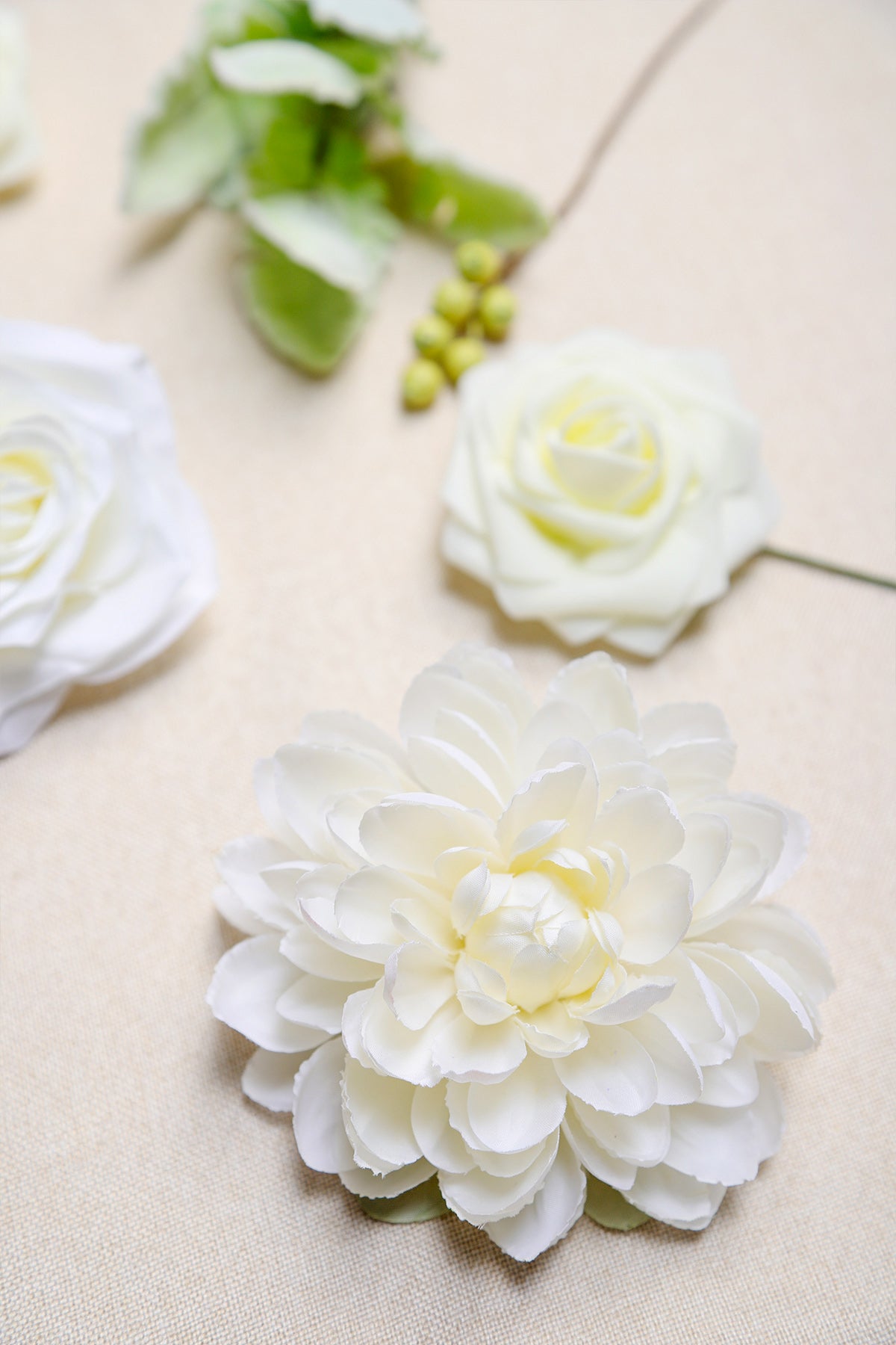 Artificial Flowers - Wedding Flower Box Set - DIY Bridal Bouquet, Centerpieces, Aisle Flower Decor - Ivory & Cream
