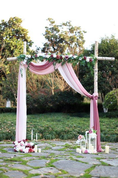 3 Pcs Romantic Wedding Arch Draping 29"w x 19.7ft - Dusty Pink & Mauve & Blush Pink