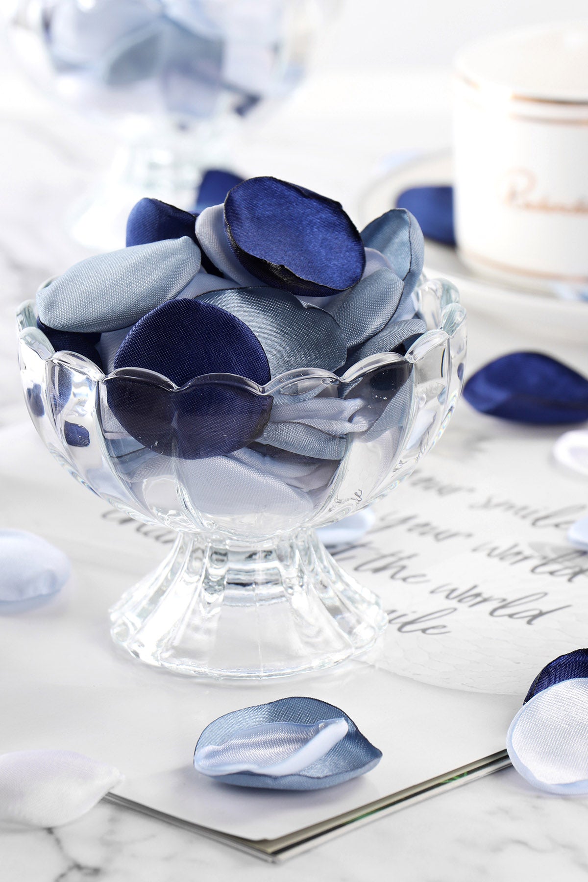 Silk Rose Petals 400 Pcs - Dusty Blue Navy