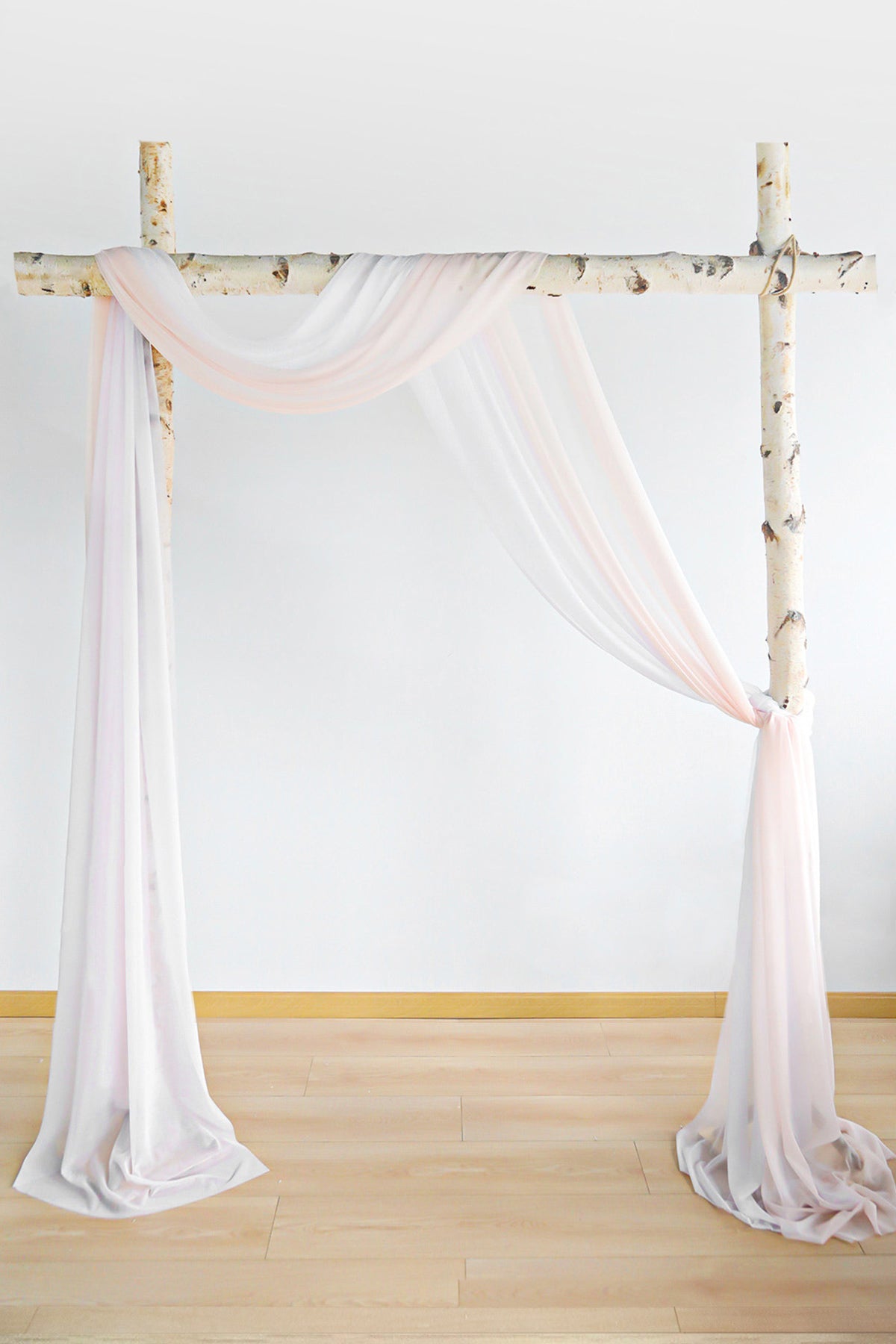 2 Pcs Rustic Wedding Arch Draping 29"w x 19.7ft - Blush Pink & White