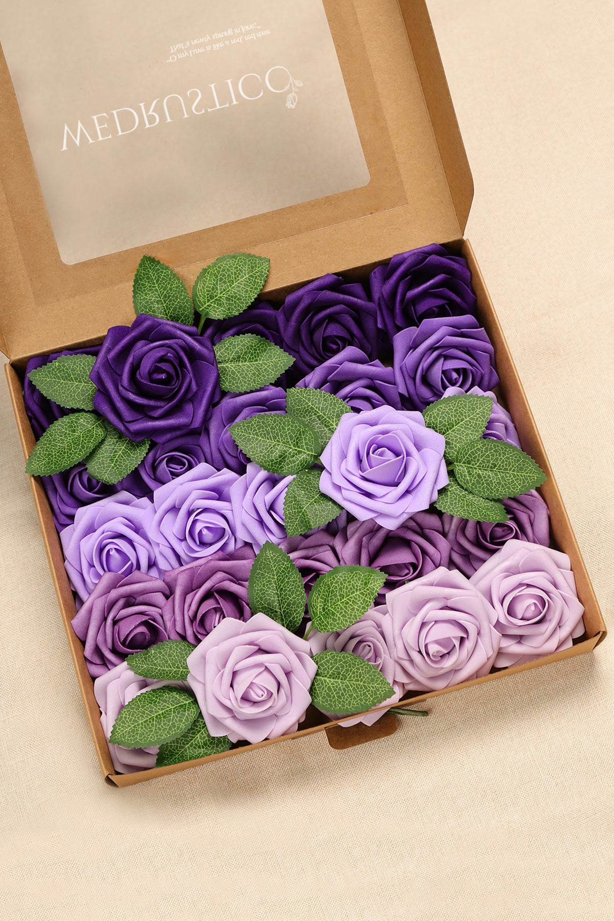 Gradient Color Foam Rose 25 Pcs - Purple & Lilac Ombre
