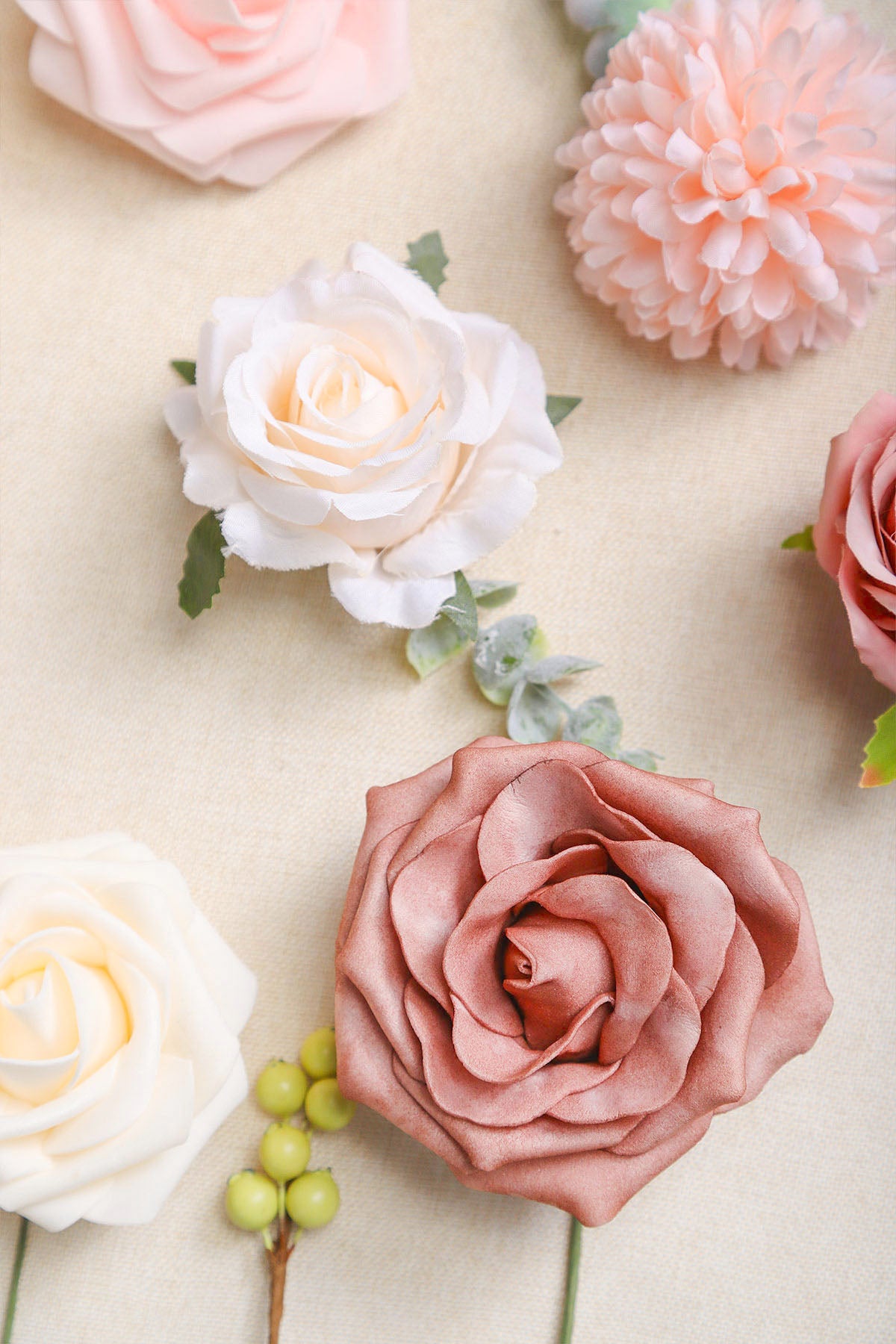 Artificial Flowers - Wedding Flower Box Set - DIY Bridal Bouquet, Centerpieces, Aisle Flower Decor - Dusty Pink & Blush Pink