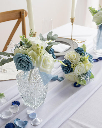 8''/10'' Bridesmaid Bouquets, Set of 4, Wedding Centerpieces - Dusty Blue