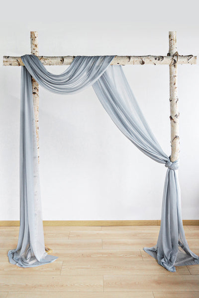 2 Pcs Rustic Wedding Arch Draping 29"w x 19.7ft - Silver Gray