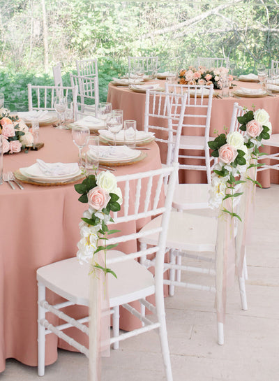 Handmade Wedding Aisle Decorations Chair Flowers Set of 8 - Pink Cream