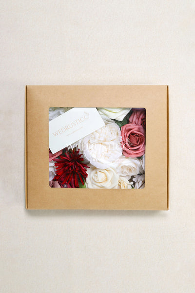 Artificial Flowers - Wedding Flower Box Set - DIY Bridal Bouquet, Centerpieces, Aisle Flower Decor - Mauve & Dusty Pink