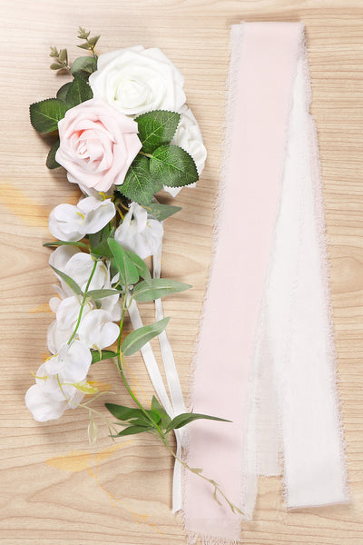 Handmade Wedding Aisle Decorations Chair Flowers Set of 8 - Pink Cream