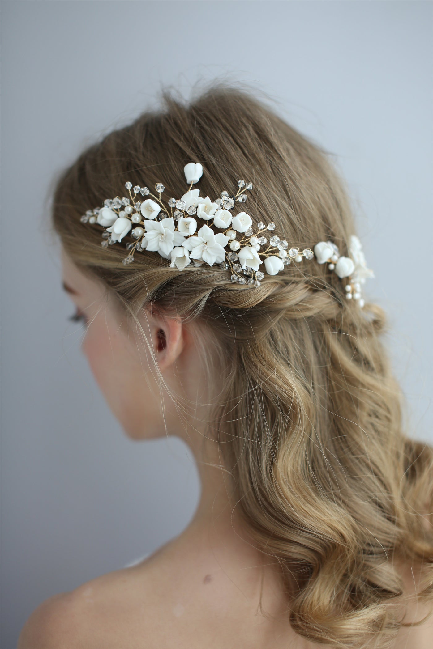 Handmade Bridal Hair Accessories - Ceramic Hair Side Comb