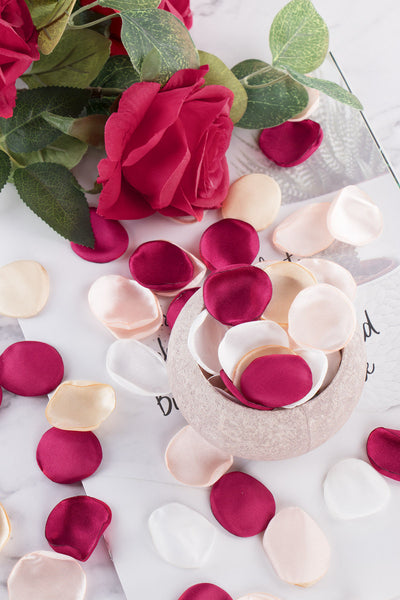 Silk Rose Petals 400 Pcs - Burgundy Maroon