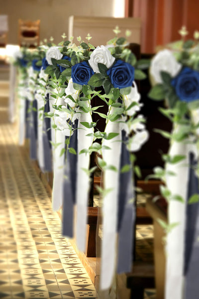 Handmade Wedding Aisle Decorations Chair Flowers Set of 8 - 4 Colors