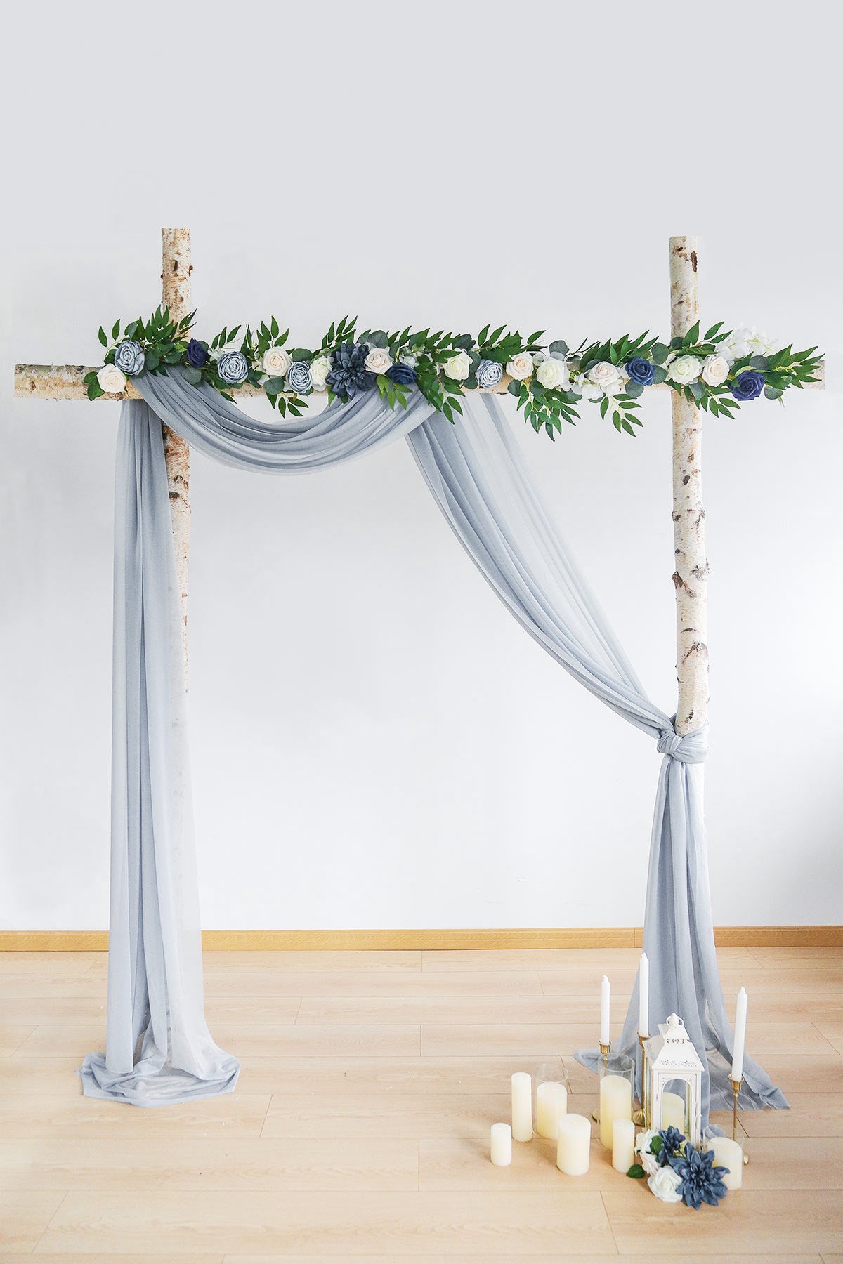2 Pcs Rustic Wedding Arch Draping 29"w x 19.7ft - Silver Gray