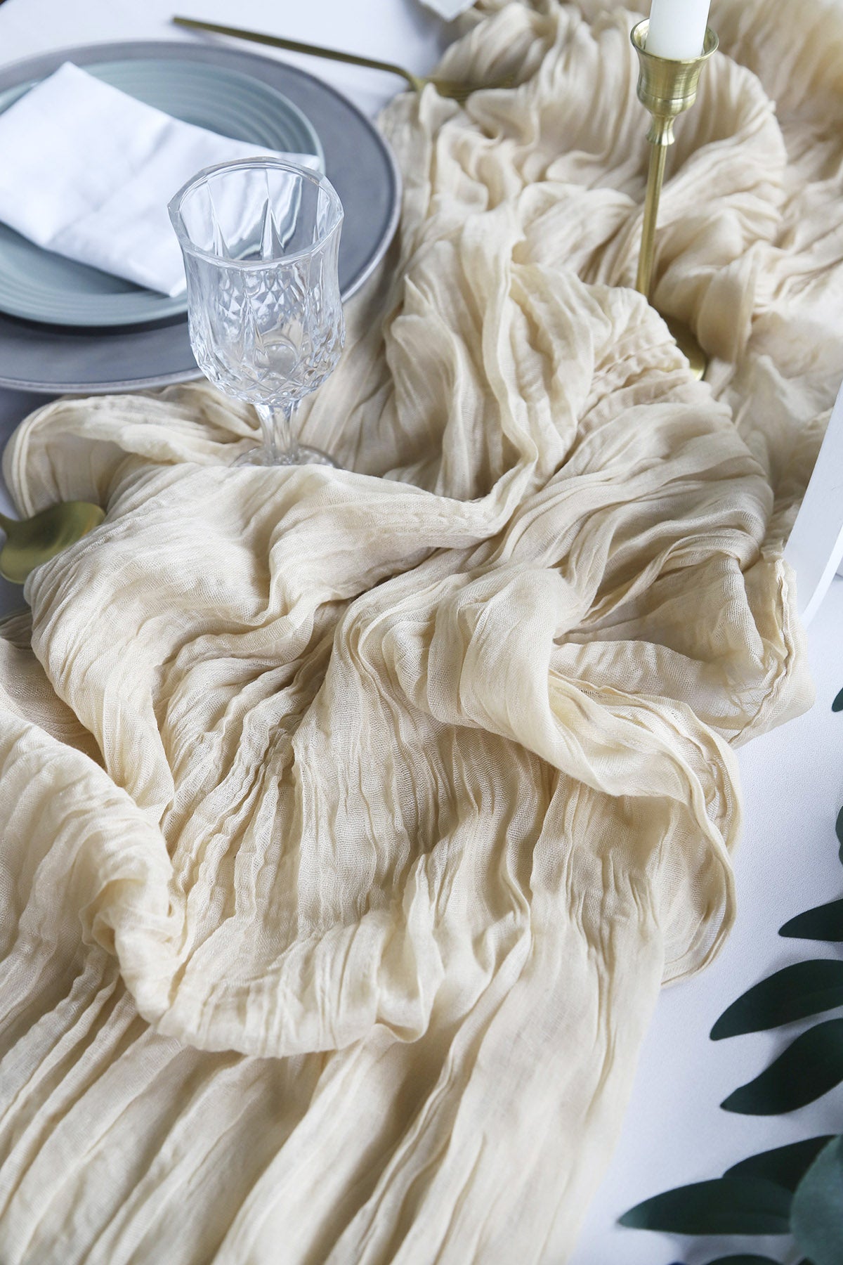 2 Pcs Cheesecloth Table Runner - Sand