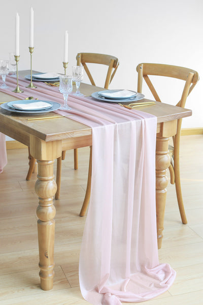 Wedding Reception & Altar Decor, Chiffon Wedding Table Runner 29"w x 10ft- Dusty Pink