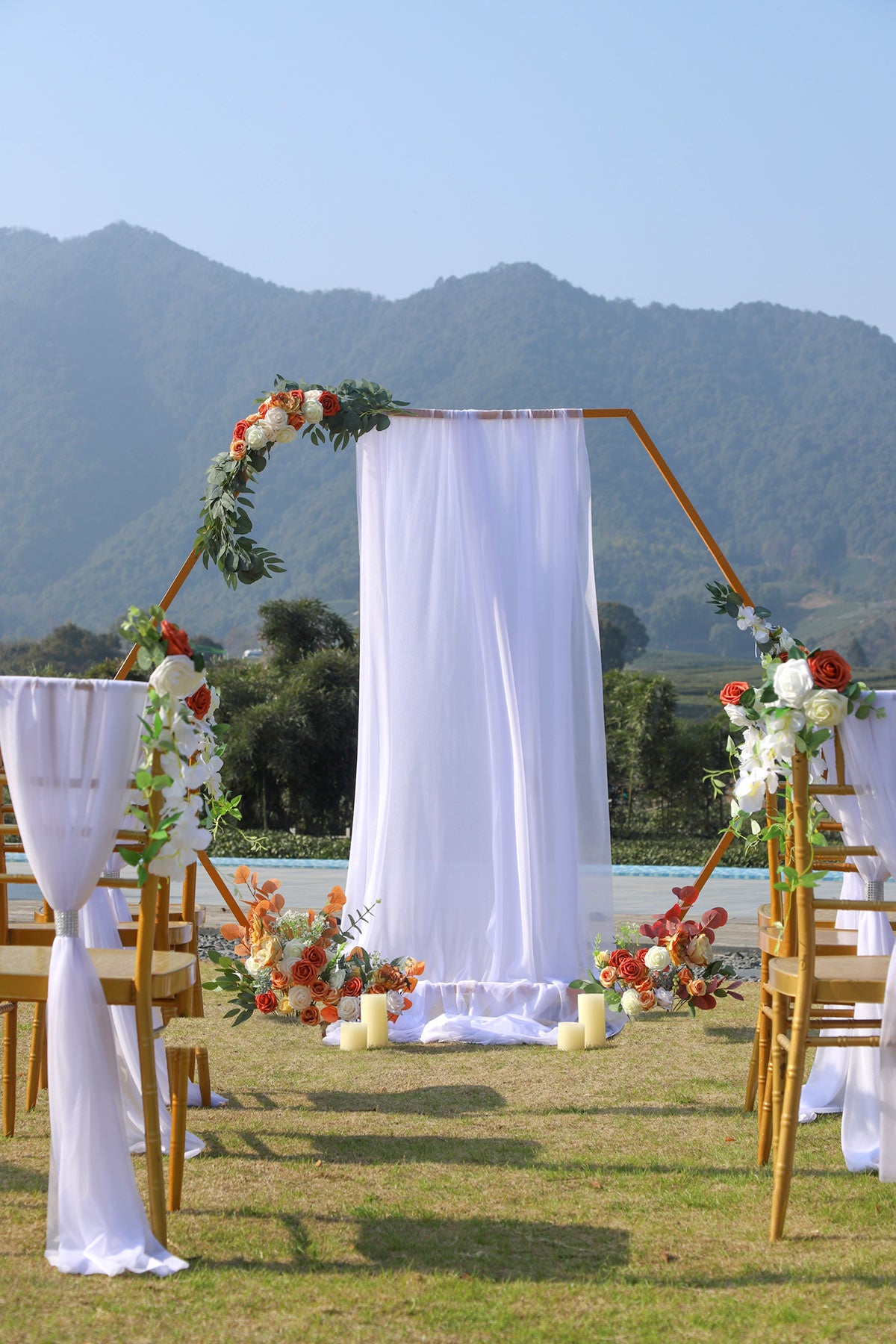 3 Pcs Romantic Wedding Arch Draping 29"w x 19.7ft - Graceful White