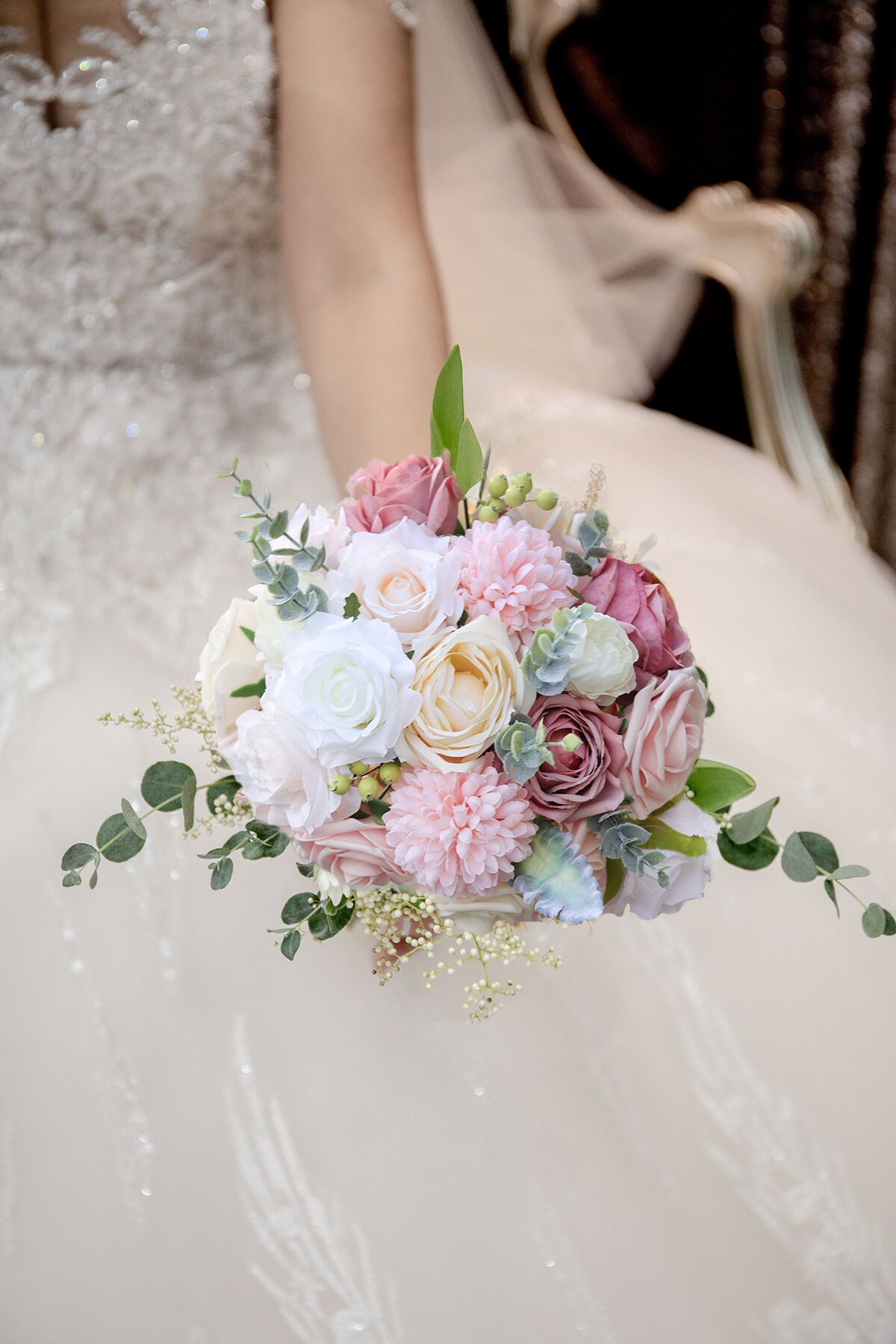 Artificial Flowers - Wedding Flower Box Set - DIY Bridal Bouquet, Centerpieces, Aisle Flower Decor - Dusty Pink & Blush Pink