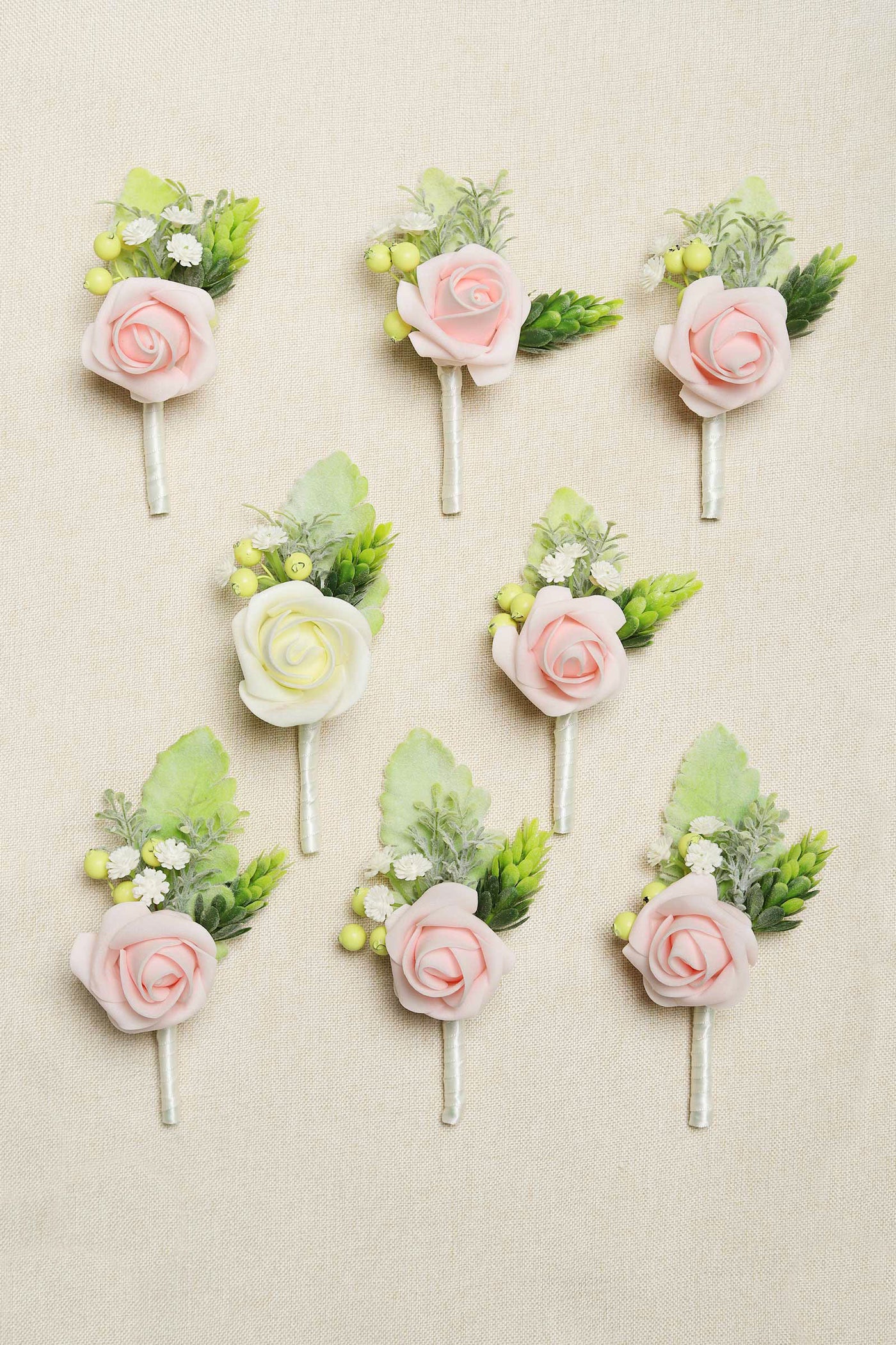 Wedding Boutonnieres with Pins Set of 8 - 6 colors